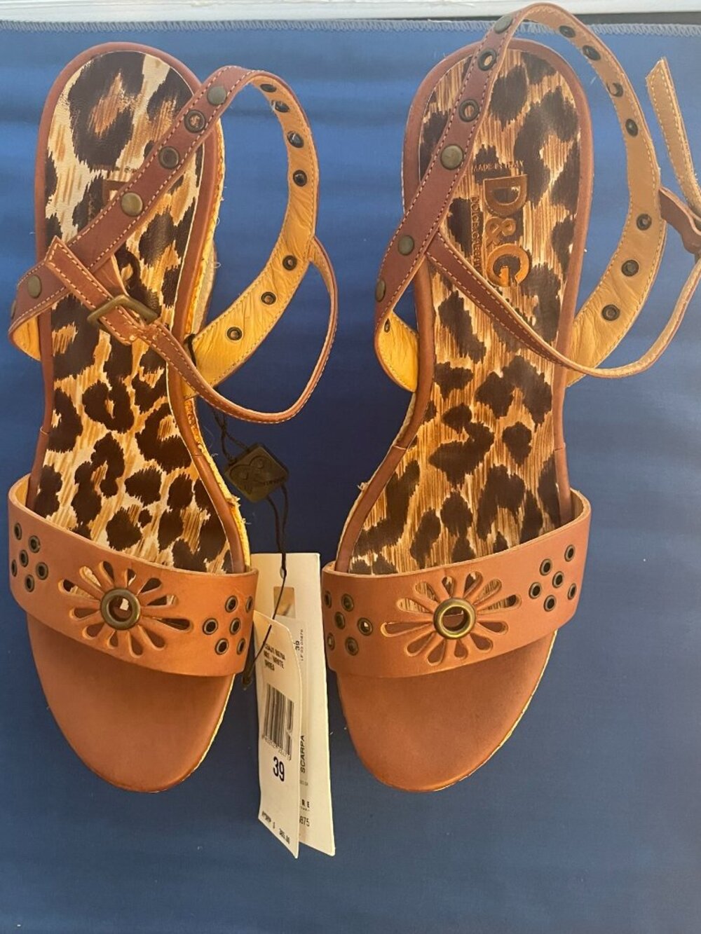 D&G Dolce & Gabbana Leopard Wedge Sandals | Size 39 | NWT